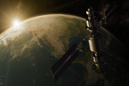 沟通3D卫星在地球轨道上运行保护航天图片