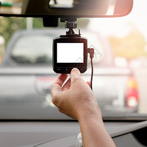 使用白色屏幕为公路事故的安全而用手调车摄像机白色的便携央视图片