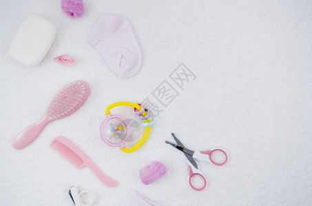 粉色的可爱婴儿高分辨率照片顶端视图浴盆附件优质照片美的图Beby图片