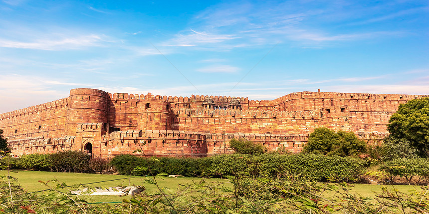 印度人鸟吸引力阿格拉堡城墙全景印度北方邦阿格拉堡城墙全景北方邦图片