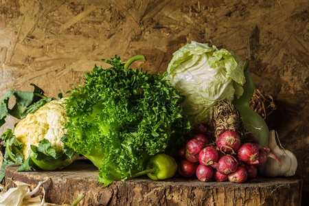 变化配料叶子蔬菜草和水果作为烹饪的原料图片