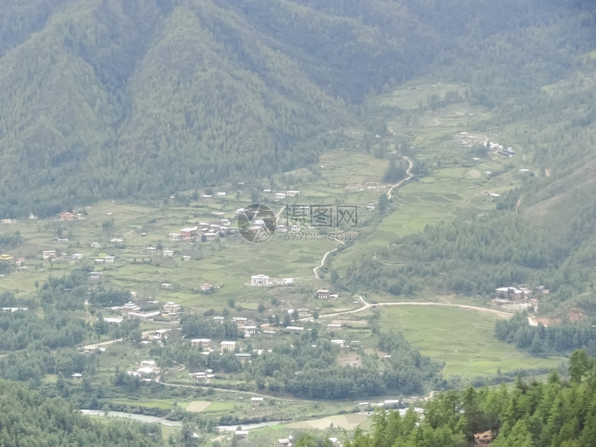 不丹的国别田园诗般农业屋图片