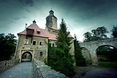 波兰的Czocha城堡巡回演出吸引力传统的高清图片