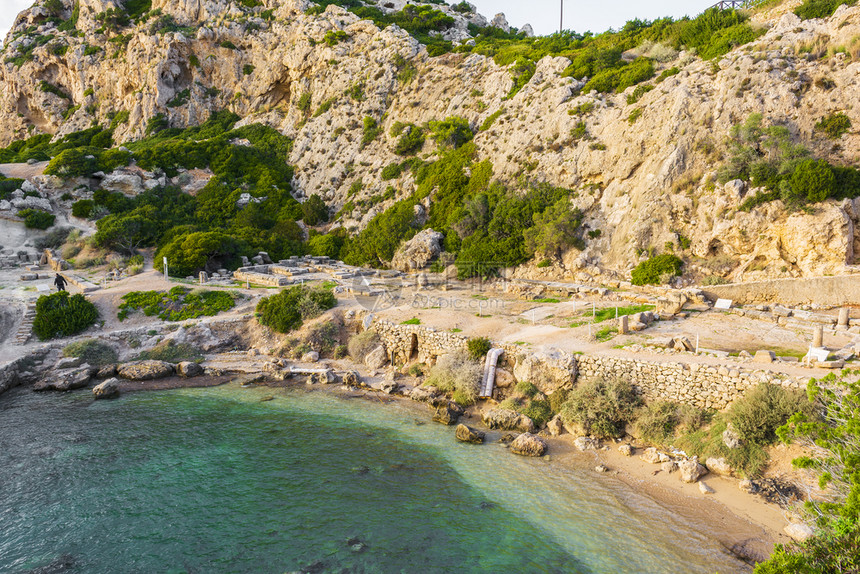 文化古代历史的地方Hraion天堂海滩在希腊古地方天堂海滩希腊图片