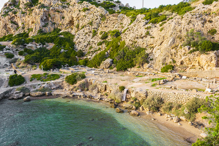 文化古代历史的地方Hraion天堂海滩在希腊古地方天堂海滩希腊图片