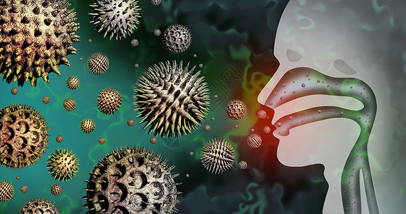 免疫学团体一种医学概念即作为3D说明的呼吸保健标志空气中一组微显有机授粉颗粒作为一种呼吸道健康护理象征这种医学概念是热过敏症状和人类季设计图片