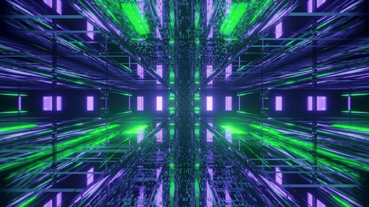 紫之隧道素材氖信息绿色光照虚拟通道4kuhd3d插图背景数字照明光反射墙4k3d插图背景量子设计图片