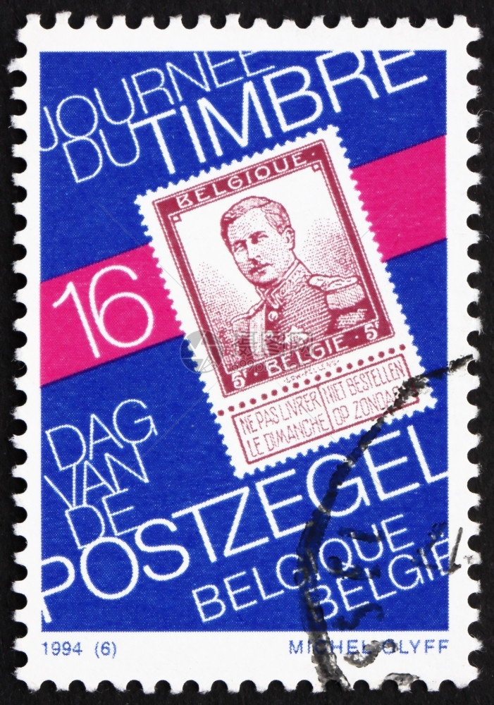 用过的BELGIUMCIRCA194比利时印刷的章显示192年与阿尔贝一世国王复制了Stamp194年circa君主高贵图片