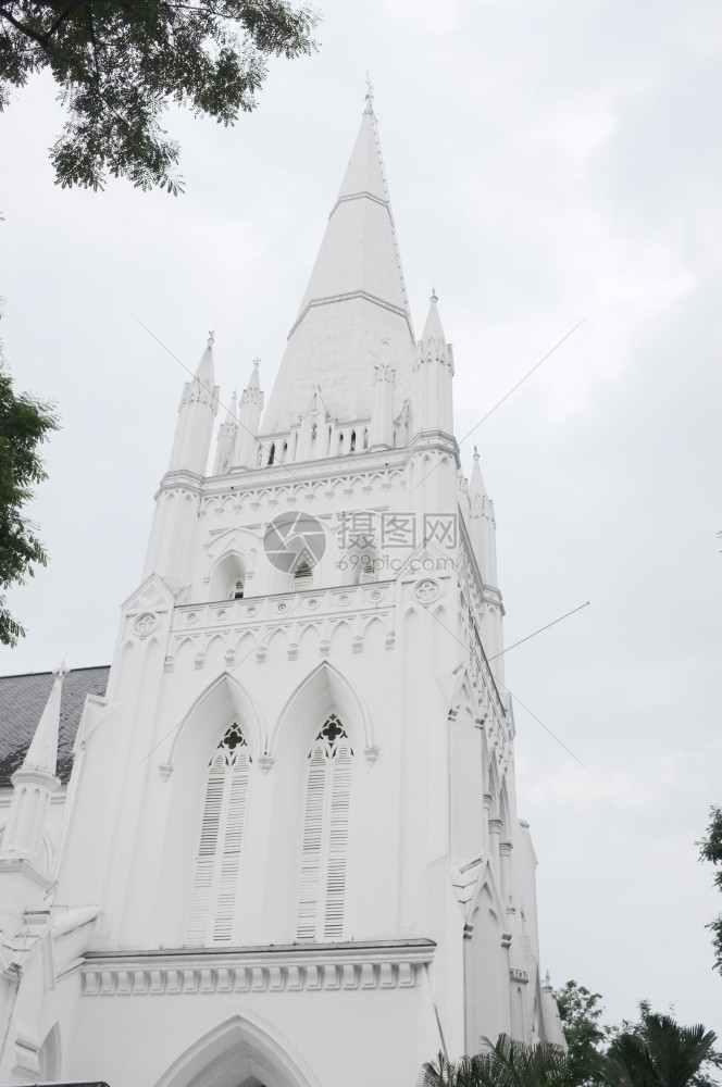 新加坡传统城市教堂新加坡经典的石膏信仰图片