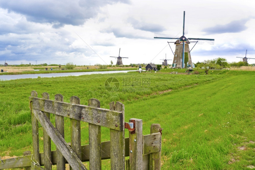 假期旅游Kinderdijk传统荷兰风车泵水教科文组织世界遗产荷兰欧洲兴趣图片