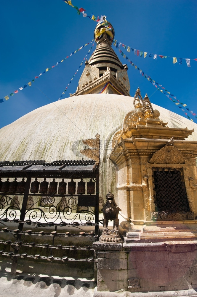 装饰风格咒语祷告佛教寺庙SwayambhunathStupaMonkeyTemple尼泊尔加德满都图片