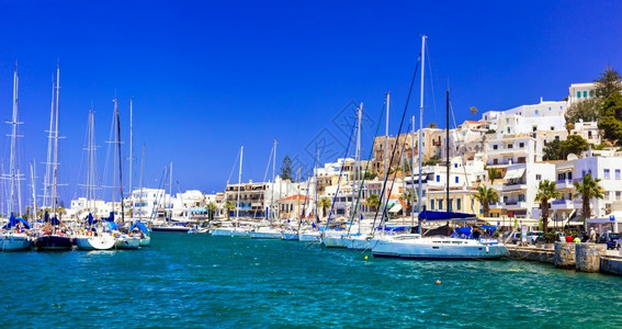 热带太阳纳克索斯岛希腊热门旅游景点海洋和老旧城镇希腊语图片