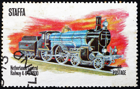 苏格兰人STAFFACIRCA1973年在苏格兰斯塔法印刷的章显示荷兰中央铁路46019circa1973火车邮戳爱好插画