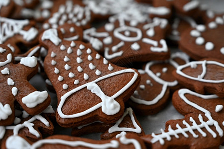 圣诞糖果漂亮的手工装饰传统捷克圣诞姜饼和糖霜面包传统的甜点图片