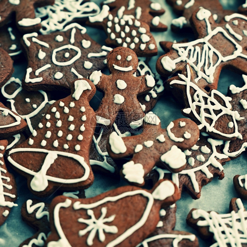 十二月美丽的季节圣诞糖果漂亮的手工装饰传统捷克圣诞姜饼和糖霜图片
