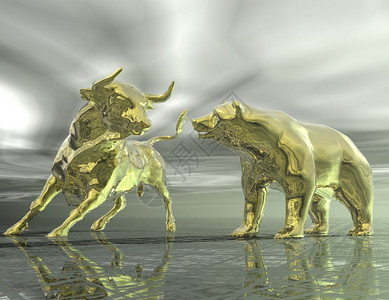 金融的市场公牛和熊的数字化可视图片