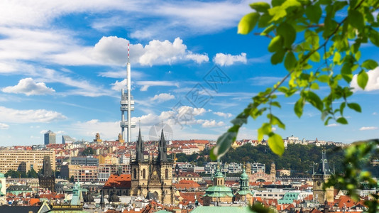 布拉格全景区古老和现代建筑的全景图集自然观光历史的图片