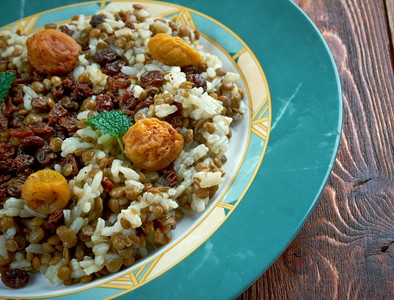 菜肴AdasPolow传统伊朗菜米和扁豆美食热午餐图片