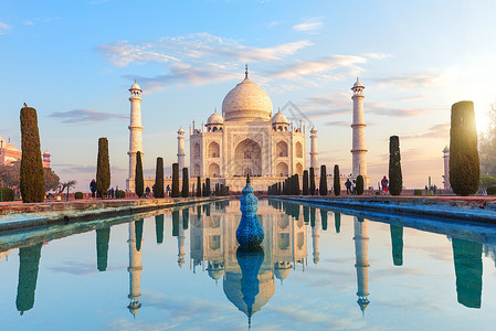 景点世界印度人北方邦阿格拉的泰姬陵建筑群印度北方邦阿格拉的泰姬陵建筑群背景图片