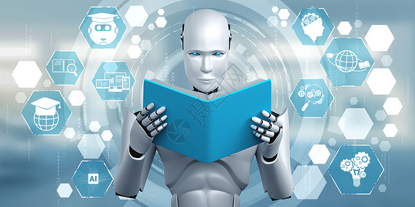 大连工业大学在未来的人工智能概念中3D说明机器人造体读物书籍第4次工业革命第4次3D说明机器人造体读物书籍知识分子过程明智的设计图片