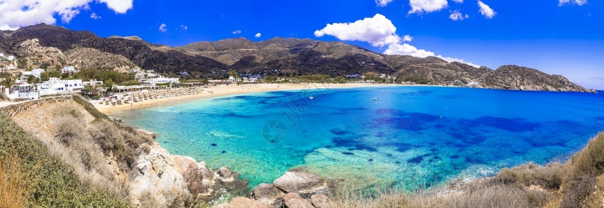 欧洲希腊暑假伊奥斯岛最佳海滩水晶清的米洛波塔斯蚯蚓风景优美图片