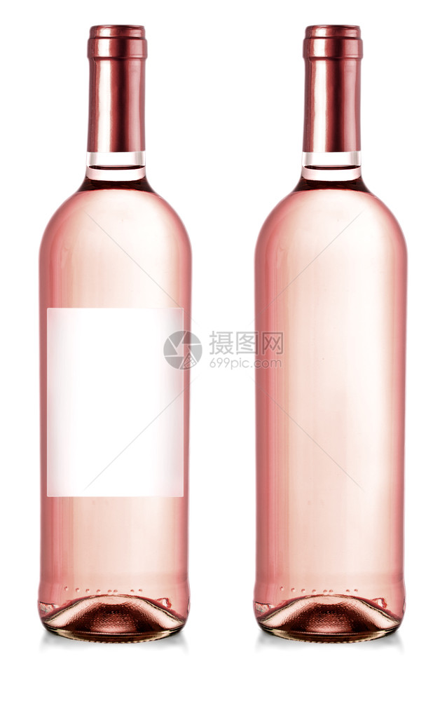 空白的有香味背景上孤立标签的葡萄酒瓶粉色图片