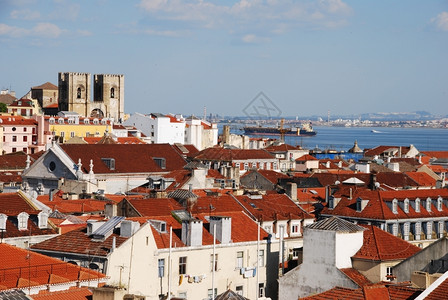 地标葡萄牙西大教堂里斯本美丽的城市风景葡萄牙历史窗户图片