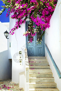美丽的希腊群岛迷人花岗小街爱琴海户外图片