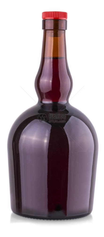 喝葡萄白背景上孤立的酒瓶优雅图片
