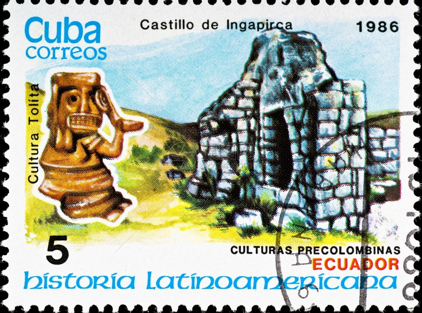 托丽塔蓝色的时代古巴大约1986年的邮票展示了大约年的Tolita文化示例图片