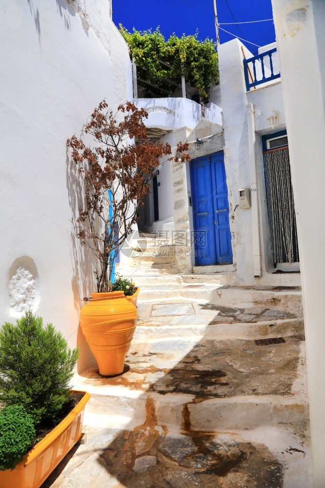优质的真正古希腊村庄阿摩戈斯岛的迷人狭窄街道木制的图片