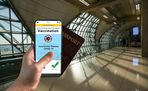 旅行者持有疫苗护照证书以便同行旅游图片