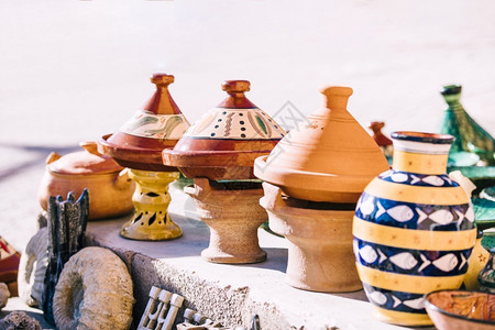 陶罐市场摩洛哥伊斯兰库东方的图片