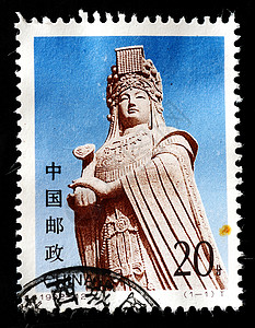 田英章193年印刷的一张章展示了松太女神的雕像circa193底部墨水沟通背景