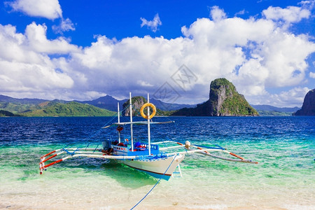 圣帕拉海岸线菲律宾帕拉万岛海滩和美丽的自然以及菲律宾巴拉旺岛的海滩安宁跃迁背景