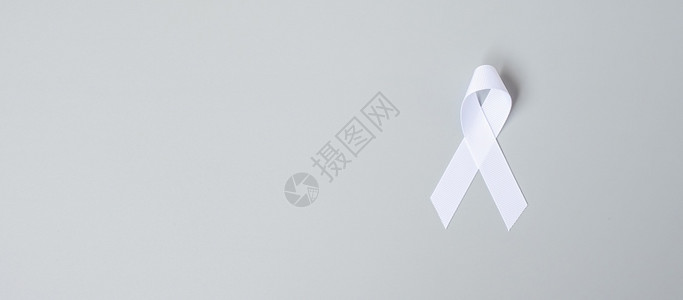 白色丝带预防癌症概念图片