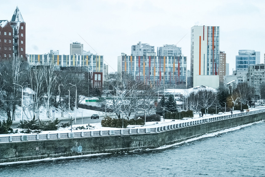 乌克兰中央照片可用于天气预报冬的Dnipro城市风景第nipro城市风景旅游的图片