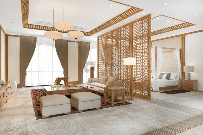 建成装饰风格扶手椅3d提供豪华热带卧室套房在度假旅馆和店使用图片