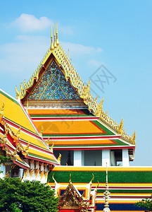 弧平铺灵泰国曼谷的WatPo寺庙碎片图片