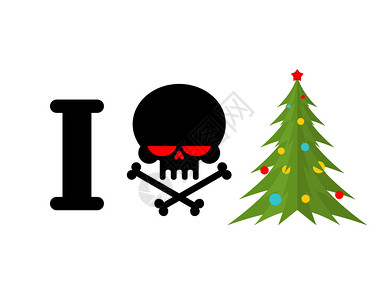 卡通片为了我讨厌圣诞节骨骼和头仇恨的象征圣诞树恶霸的新年标志毒插画
