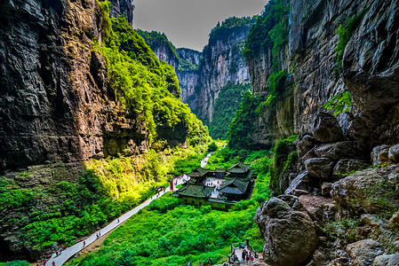 天龙ChongqingWulong古老旅馆自然桥天府世界旅行背景