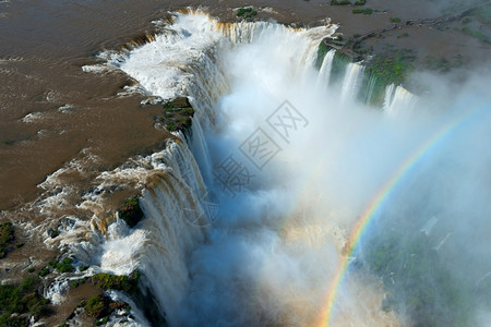 景观美国阿根廷和巴西边界IguazuFalls空中观察著名的图片