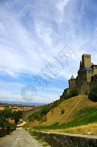 游客目的地朗格多克美丽的古老城堡在法国南部的卡松风景图片