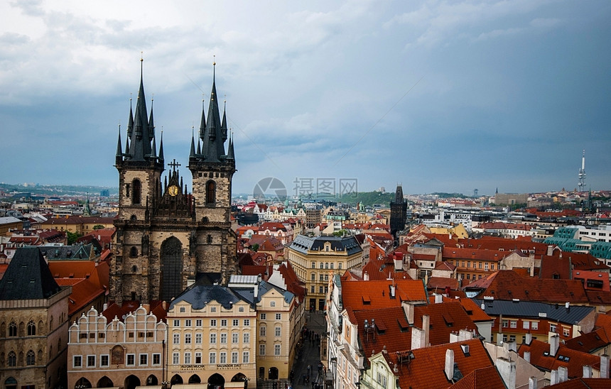 美丽的老城区布拉格风景捷克屋哥特观光图片
