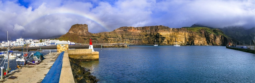 欧洲航行山大加那利岛最美的群岛尼斯维角风景彩虹古港全图片