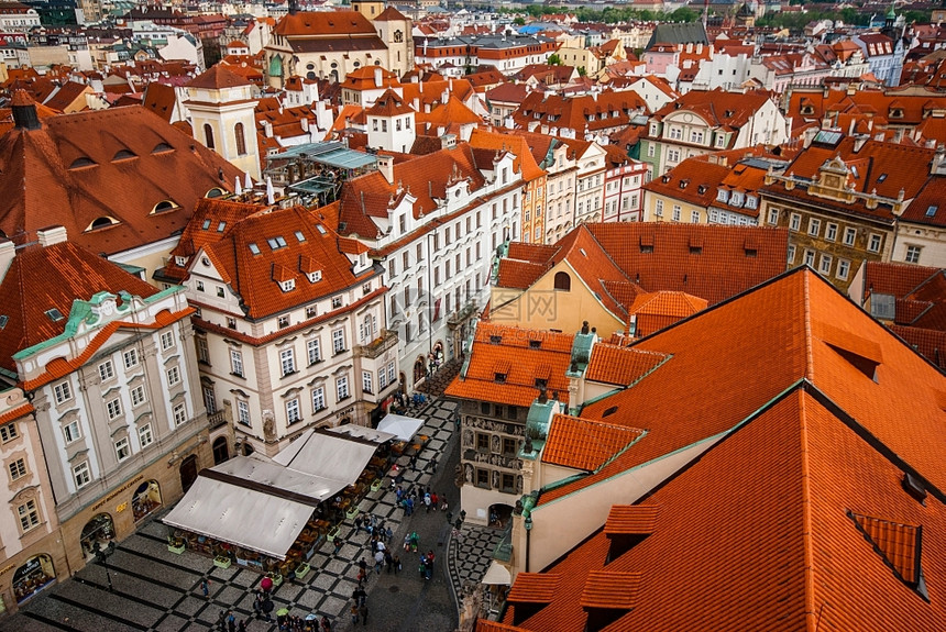 美丽的老城区布拉格风景捷克地标假期水图片