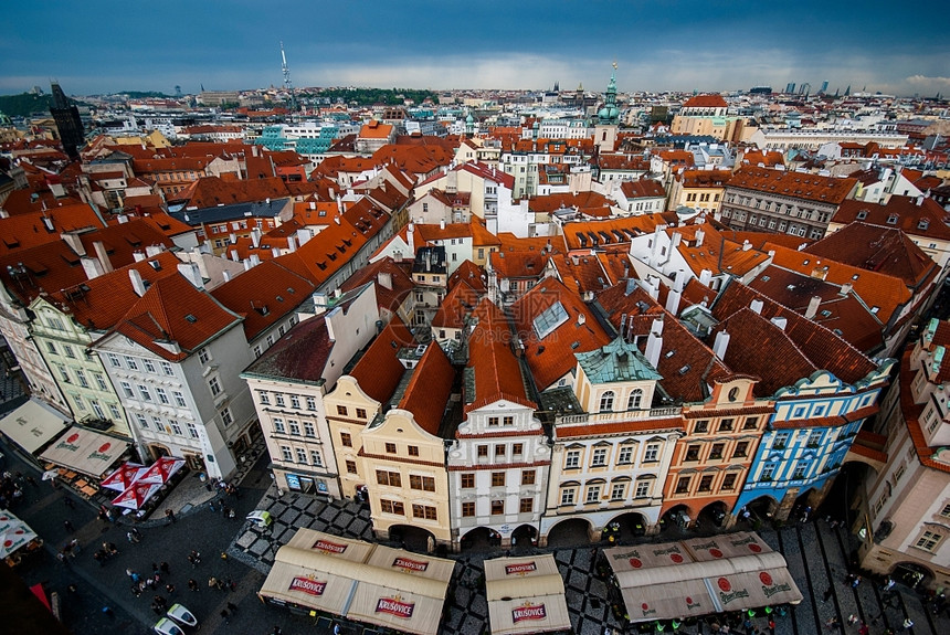 欧洲大教堂美丽的老城区布拉格风景捷克水图片