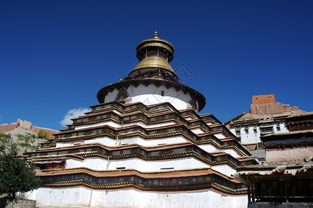 GyantseBaiju大礼著名地标绿色爬坡道遗迹高清图片