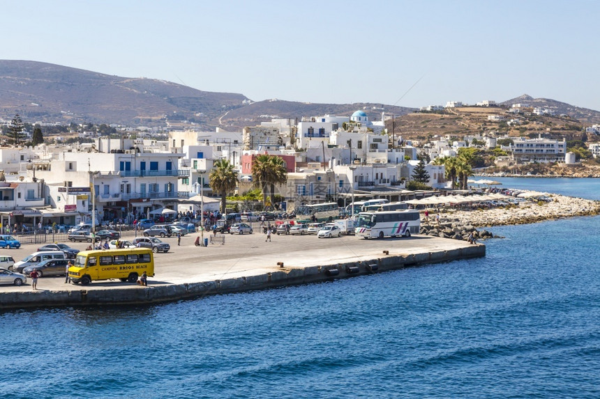 岛天老的希腊帕里基亚Parikia希腊2017年9月日港和旧城帕里基亚Parikia图片