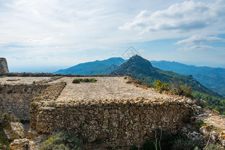 阿莫霍斯托斯五头目绿色结构体Kantara塞浦路斯2018年6月9日坎塔拉城堡是塞浦路斯Ammochostos区三个Pentadaktyty背景